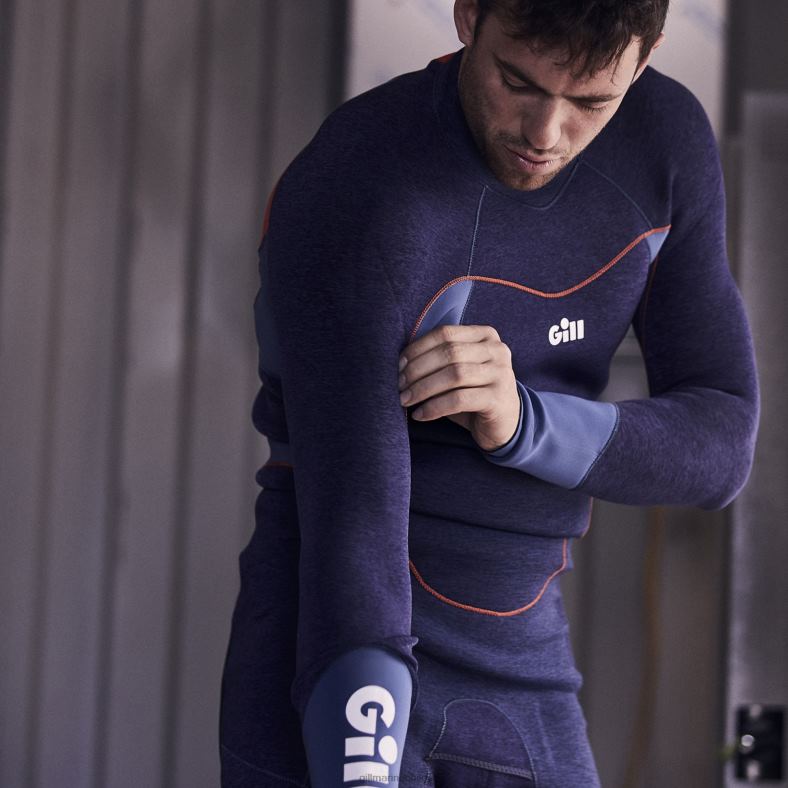 Gill Marine Clothing - Gill Marine parte superior de la celda de fuego de carrera 2LX44578 denim oscuro y naranja