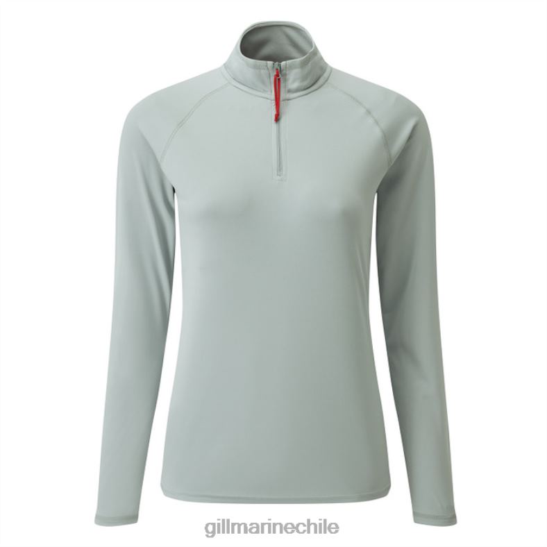 Gill Marine Chile - Gill Marine Camiseta con cremallera uv tec para mujer - manga larga 2LX44203 gris medio