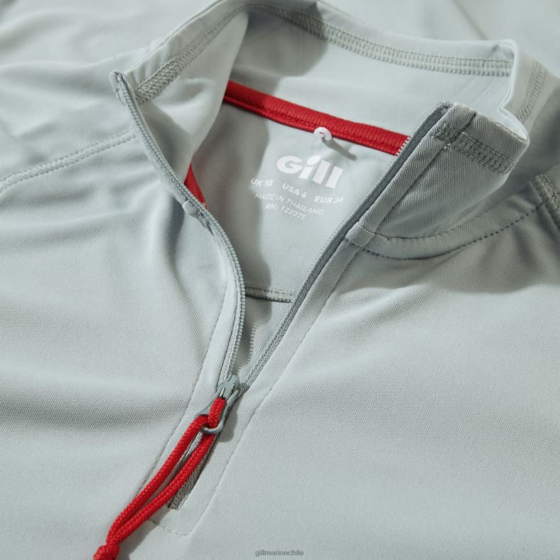 Gill Marine Chile - Gill Marine Camiseta con cremallera uv tec para mujer - manga larga 2LX44203 gris medio