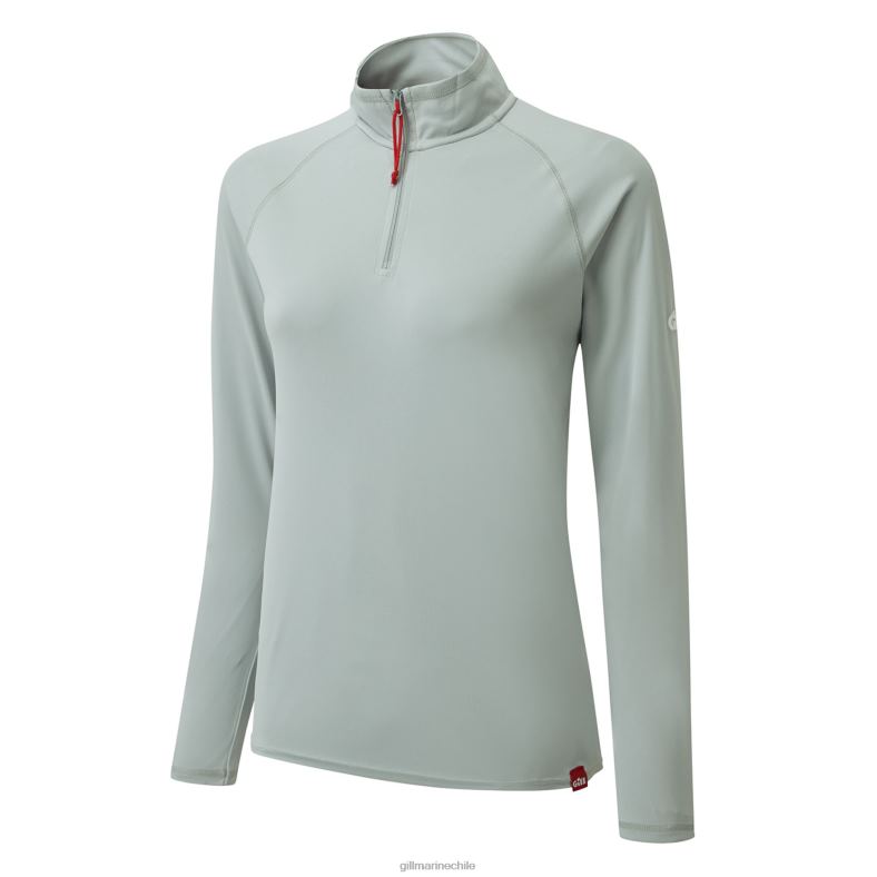 Gill Marine Chile - Gill Marine Camiseta con cremallera uv tec para mujer - manga larga 2LX44203 gris medio