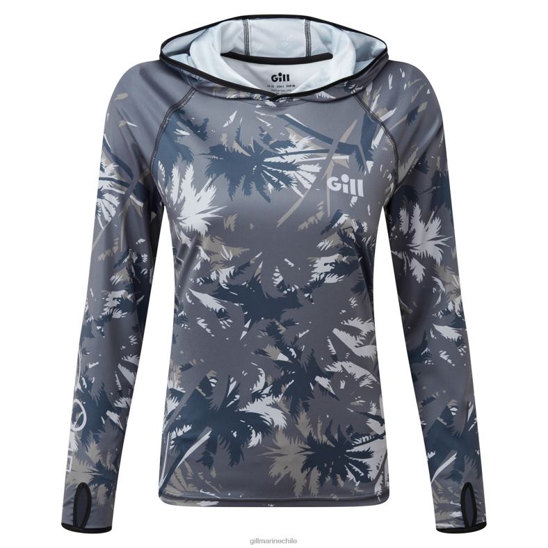 Gill Marine Clothing - Gill Marine sudadera con capucha xpel tec para mujer con estampado de palmeras 2LX4446 impresión de palma