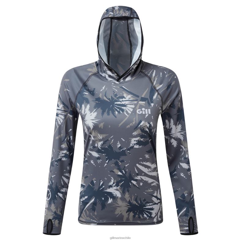 Gill Marine Clothing - Gill Marine sudadera con capucha xpel tec para mujer con estampado de palmeras 2LX4446 impresión de palma